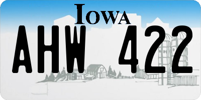 IA license plate AHW422