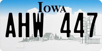 IA license plate AHW447