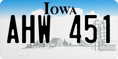 IA license plate AHW451