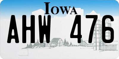 IA license plate AHW476
