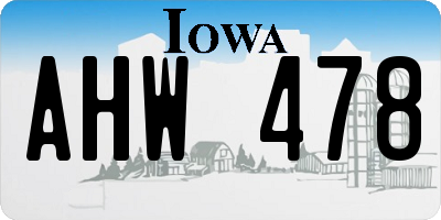 IA license plate AHW478