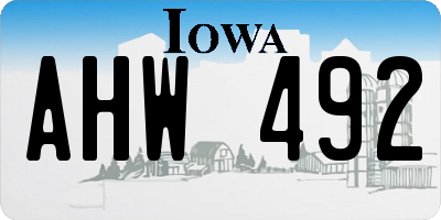 IA license plate AHW492