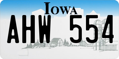 IA license plate AHW554