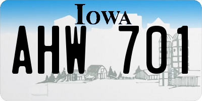 IA license plate AHW701