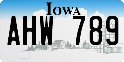 IA license plate AHW789