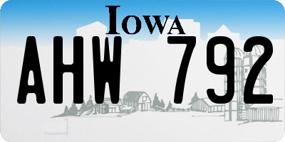 IA license plate AHW792