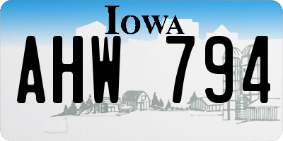 IA license plate AHW794