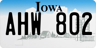 IA license plate AHW802