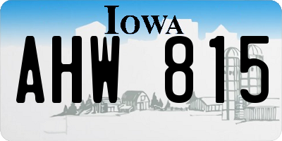 IA license plate AHW815