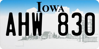 IA license plate AHW830