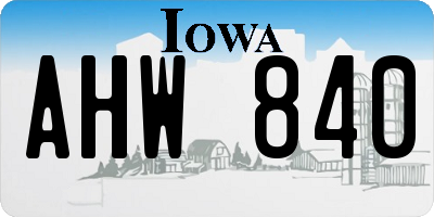 IA license plate AHW840
