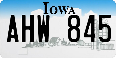 IA license plate AHW845