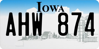 IA license plate AHW874