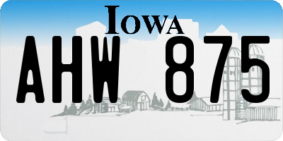 IA license plate AHW875