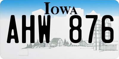 IA license plate AHW876