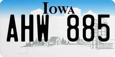 IA license plate AHW885