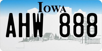 IA license plate AHW888