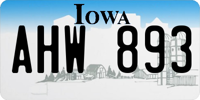 IA license plate AHW893