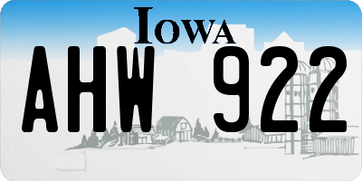 IA license plate AHW922