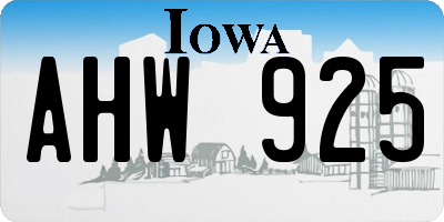 IA license plate AHW925