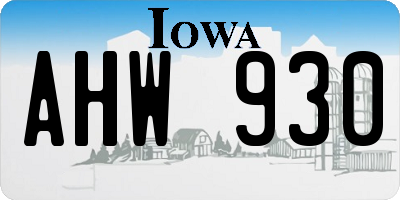 IA license plate AHW930