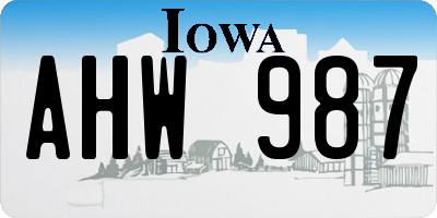 IA license plate AHW987