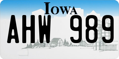 IA license plate AHW989