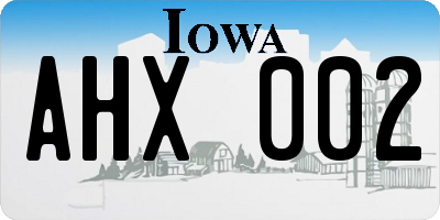 IA license plate AHX002