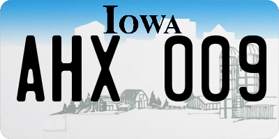 IA license plate AHX009