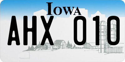 IA license plate AHX010
