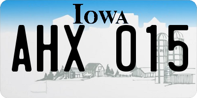 IA license plate AHX015