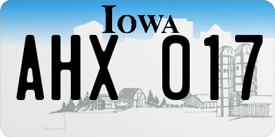 IA license plate AHX017