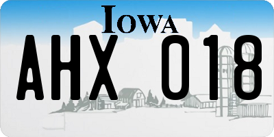 IA license plate AHX018