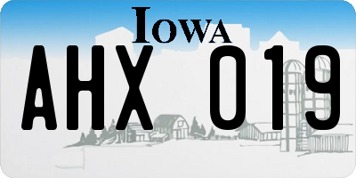 IA license plate AHX019