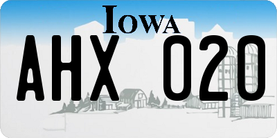 IA license plate AHX020