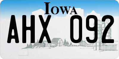 IA license plate AHX092