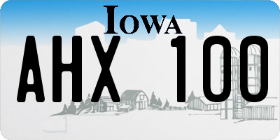 IA license plate AHX100