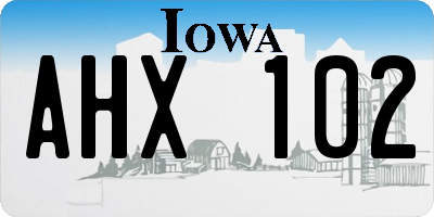 IA license plate AHX102