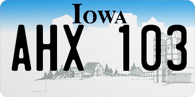 IA license plate AHX103