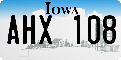 IA license plate AHX108
