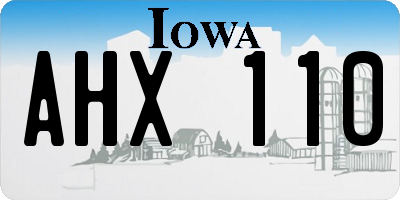 IA license plate AHX110