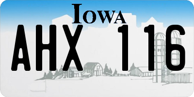 IA license plate AHX116