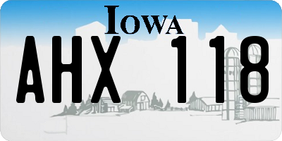 IA license plate AHX118