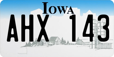 IA license plate AHX143