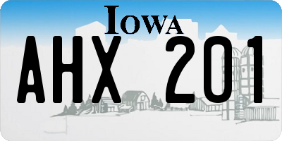 IA license plate AHX201