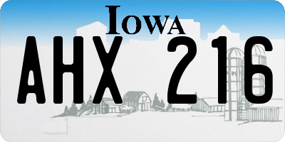 IA license plate AHX216
