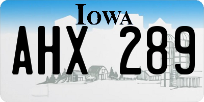 IA license plate AHX289