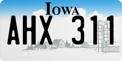IA license plate AHX311