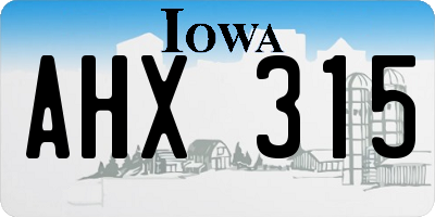 IA license plate AHX315