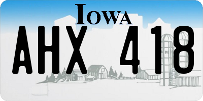 IA license plate AHX418